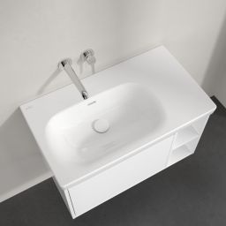 Villeroy & Boch Skyla umywalka 80x46 cm prostokątna meblowa lewa CeramicPlus Weiss Alpin 5A52L3R1
