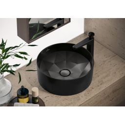 Villeroy & Boch Octagon umywalka 42x42 cm okrągła nablatowa CeramicPlus Pure Black 5A5640R7