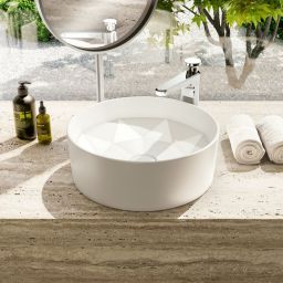 Villeroy & Boch Octagon umywalka 42x42 cm okrągła nablatowa CeramicPlus Stone White 5A5640RW