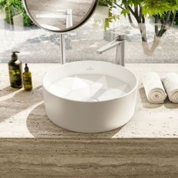 Villeroy & Boch Octagon umywalka 42x42 cm okrągła nablatowa CeramicPlus Stone White 5A5640RW