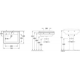 Villeroy & Boch Hommage umywalka 75x58 cm CeramicPlus Weiss Alpin 7101A1R1
