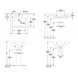 Villeroy & Boch Subway 2.0 umywalka 60x47 cm ścienna prostokątna CeramicPlus Weiss Alpin 711360R1