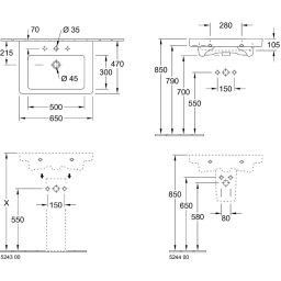 Villeroy & Boch Subway 2.0 umywalka 65x47 cm ścienna prostokątna CeramicPlus Weiss Alpin 711365R1