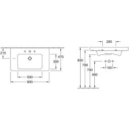 Villeroy & Boch Subway 2.0 umywalka 80x47 cm prostokątna CeramicPlus Weiss Alpin 71758GR1
