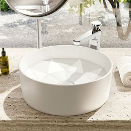 Villeroy & Boch Octagon umywalka 42x42 cm okrągła nablatowa CeramicPlus Stone White 5A5640RW