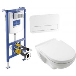 Zestaw Villeroy & Boch ViConnect stelaż podtynkowy miska WC wisząca z deską i przycisk biały (92242700, 5660H101, 92249068)