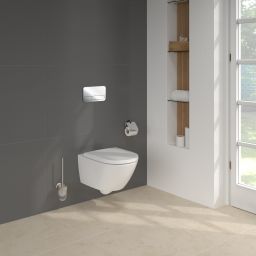 Zestaw Villeroy & Boch Subway 3.0 stelaż podtynkowy miska WC wisząca z deską i przycisk chrom połysk (92242700, 4670TSR1, 92249061)