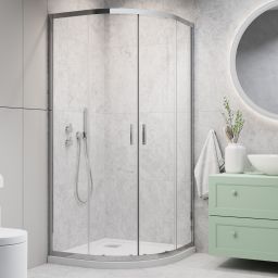 Radaway Alienta A kabina prysznicowa 90x90 cm półokrągła chrom/szkło przezroczyste 10229090-01-01