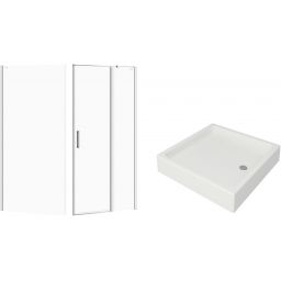 Zestaw Cersanit Moduo kabina prysznicowa 90x90 cm kwadratowa prawa z brodzikiem Tako białym (S162006, S162008, S204012)