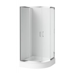 Zestaw Deante Funkia kabina z brodzikiem Standard New 90 cm chrom/szkło przezroczyste (KYP051K, KTA053B)