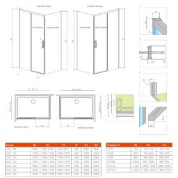 Radaway Idea Gold KDJ drzwi prysznicowe 110 cm lewe złoty połysk/szkło przezroczyste 387041-09-01L
