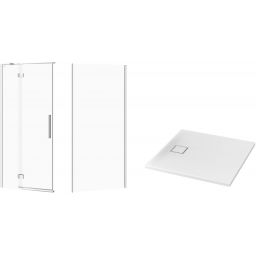 Zestaw Cersanit Crea kabina prysznicowa 90x90 cm kwadratowa lewa z brodzikiem Tako Slim białym (S159005, S159010, S601122)