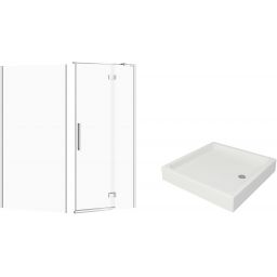 Zestaw Cersanit Crea kabina prysznicowa 90x90 cm kwadratowa prawa z brodzikiem Tako chrom/szkło przezroczyste (S159006, S159010, S204012)