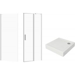 Zestaw Cersanit Moduo kabina prysznicowa 80x80 cm kwadratowa prawa z brodzikiem Tako białym (S162004, S162007, S204011)