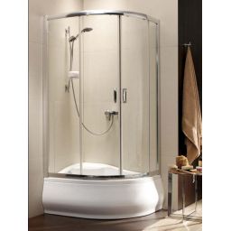 Radaway Premium Plus E 1700 kabina prysznicowa 100x80 cm półokrągła asymetryczna chrom/szkło fabric 30481-01-06N