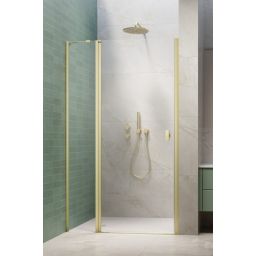 Radaway Nes Brushed Gold DWJ II drzwi prysznicowe 120 cm uchylne jasny złoty szczotkowany/szkło przezroczyste 10036120-98-01L