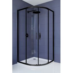 Hüppe Ena 2.0 Black Edition 1/4 koła kabina prysznicowa 90x90 cm półokrągła czarny mat/szkło przezroczyste Anti-Plaque 140612.123.322