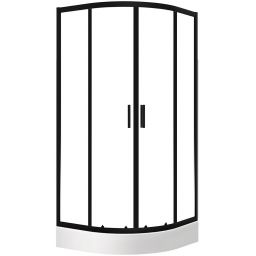 Laveo Bresso kabina z brodzikiem 90x90 cm półokrągła czarny mat/szkło przezroczyste JKDD796Z