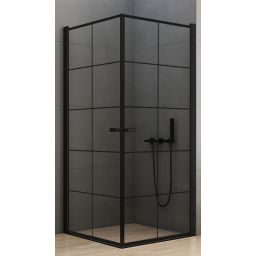 New Trendy New Soleo Black kabina prysznicowa 90x90 cm kwadratowa czarny mat/szkło ze wzorem D-0285A/D-0285A