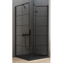 New Trendy New Soleo Black kabina prysznicowa 90x90 cm kwadratowa czarny mat/szkło ze wzorem D-0290A/D-0121B