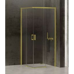 New Trendy Prime Light Gold kabina prysznicowa 90x80 cm prostokątna złoty połysk/ D-0418A/D-0417A