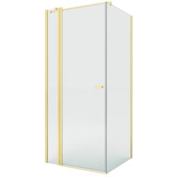 New Trendy New Soleo Gold Brushed kabina prysznicowa 80x70 cm prostokątna złoty szczotkowany/szkło przezroczyste K-4194-WP