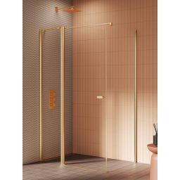 New Trendy New Soleo Gold Brushed kabina prysznicowa 80x70 cm prostokątna złoty szczotkowany/szkło przezroczyste K-4194-WP