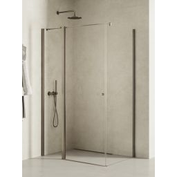 New Trendy New Soleo Gunmetal Brushed kabina prysznicowa 80x80 cm kwadratowa gunmetal szczotkowany/szkło przezroczyste K-4390-WP