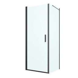 Oltens Rinnan kabina prysznicowa 80x80 cm kwadratowa drzwi ze ścianką czarny mat/szkło przezroczyste 20013300