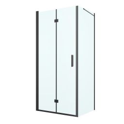 Oltens Hallan kabina prysznicowa 90x80 cm prostokątna drzwi ze ścianką czarny mat/szkło przezroczyste 20202300