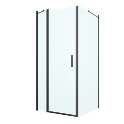 Oltens Verdal kabina prysznicowa 90x100 cm prostokątna drzwi ze ścianką czarny mat/szkło przezroczyste 20208300
