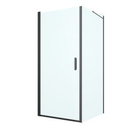 Oltens Rinnan kabina prysznicowa 90x100 cm prostokątna drzwi ze ścianką czarny mat/szkło przezroczyste 20217300