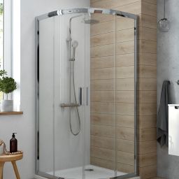 Oltens Vorma kabina prysznicowa 80x80 cm półokrągła chrom połysk/szkło przezroczyste 20101100