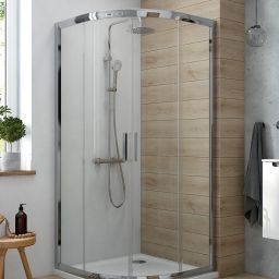 Oltens Vorma kabina prysznicowa 90x90 cm półokrągła chrom połysk/szkło przezroczyste 20102100