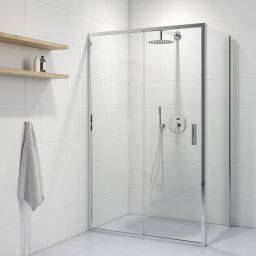 Oltens Fulla kabina prysznicowa 130x90 cm prostokątna drzwi ze ścianką chrom/szkło przezroczyste 20210100