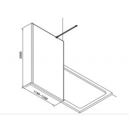 Omnires Marina Walk-In ścianka prysznicowa 120 cm czarny mat/szkło przezroczyste DNR12XBLTR