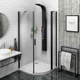 Polysan Zoom Line Black kabina prysznicowa 90x90 cm półokrągła prawa czarny mat/szkło przezroczyste ZL2615BR