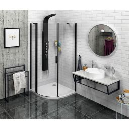 Polysan Zoom Line Black kabina prysznicowa 90x90 cm półokrągła lewa czarny mat/szkło przezroczyste ZL2615BL