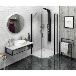 Polysan Zoom Line Black kabina prysznicowa 90x90 cm półokrągła prawa czarny mat/szkło przezroczyste ZL2615BR