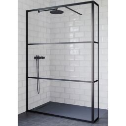 Riho Grid GB402 Walk-In kabina prysznicowa 90x30 cm wolnostojąca czarny mat/szkło Grid G004037121