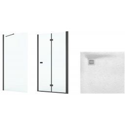 Zestaw Roca Capital kabina prysznicowa 80x80 cm kwadratowa MaxiClean z brodzikiem Terran biały (AM4508016M, AM4408016M, AP10332032001100)