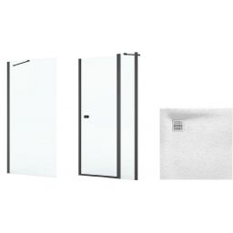 Zestaw Roca Capital kabina prysznicowa 90x90 cm kwadratowa MaxiClean z brodzikiem Terran biały (AM4609016M, AM4409016M, AP10338438401100)