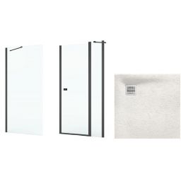 Zestaw Roca Capital kabina prysznicowa 90x90 cm kwadratowa MaxiClean z brodzikiem Terran beż (AM4609016M, AM4409016M, AP10338438401650)