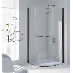 Sanplast Prestige III KP2/PRIII-90 kabina prysznicowa 90 cm półokrągła czarny mat/szkło przezroczyste 600-073-0530-59-401
