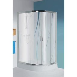 Sanplast TX kpl-L-KP4/TX5b-80x100 kabina prysznicowa 80x100 cm asymetryczna lewa z brodzikiem srebrny błyszczący/Sitodruk W15 602-271-0290-38-231