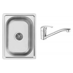 Zestaw Kuchinox Mini zlewozmywak stalowy 48x35 cm z baterią Pedro (SKM010T , BQE060D)