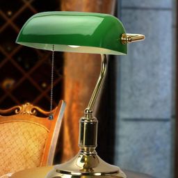 Abigali Home lampa biurkowa 1x40W mosiądz/zielony BANKER