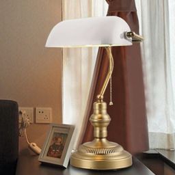 Abruzzo Bankierki lampa biurkowa 1x20 W biała-mosiądz ABR-LB-BANK-B