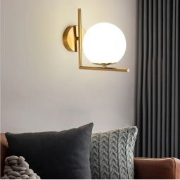 Abruzzo Milano Riccardo kinkiet 1x40W złoty/klosz mleczny ABR-KRR-E14
