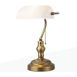 Abruzzo Bankierki lampa biurkowa 1x20 W biała-mosiądz ABR-LB-BANK-B